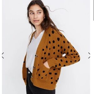 Madewell Hillview Cardigan Sweater in Painted Spots Leopard